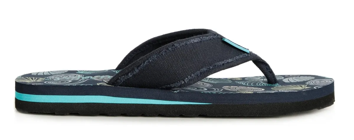 Weird Fish Womens Salcombe Fabric Strap Flip Flops - Ensign Blue