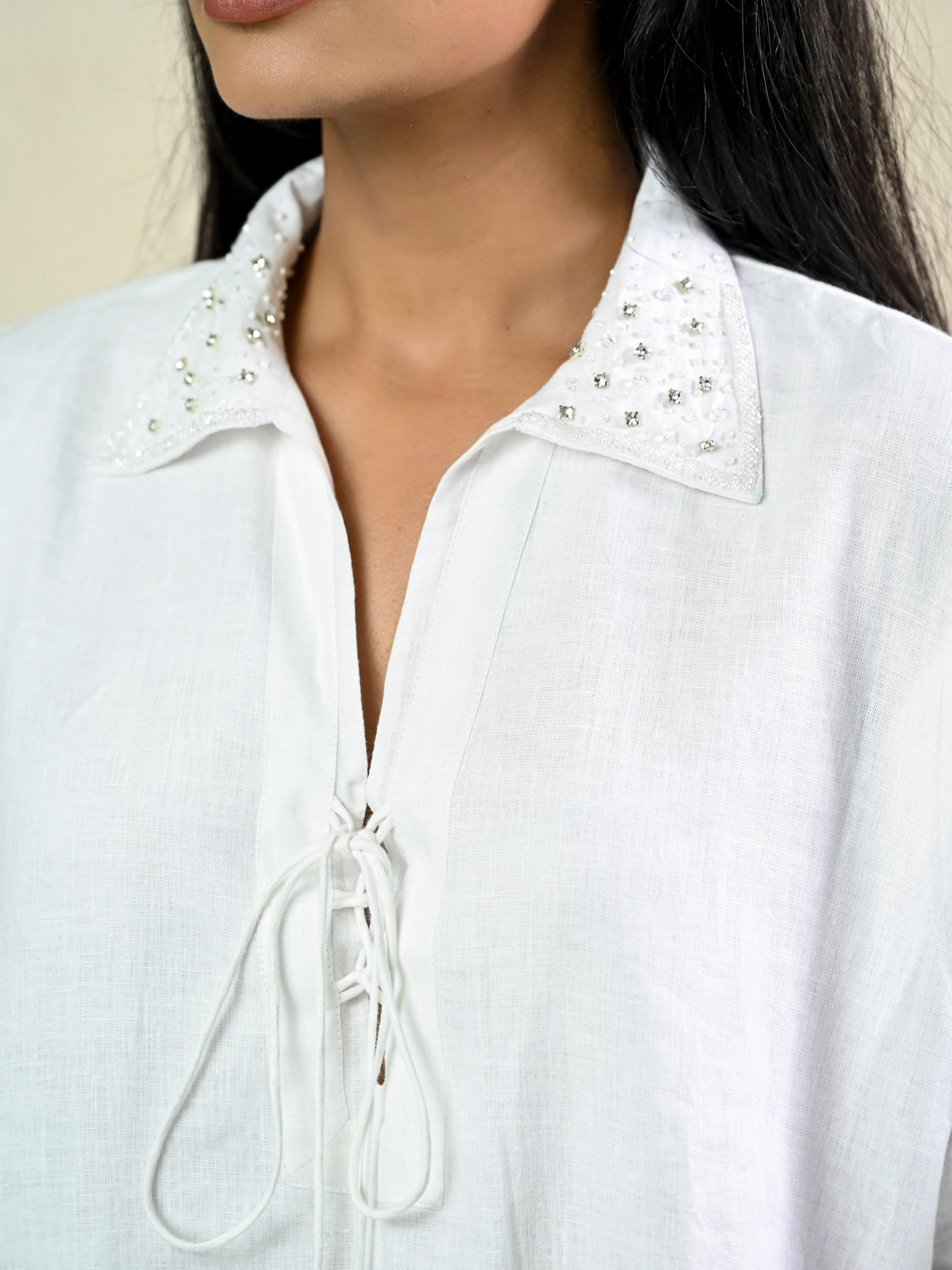 WHITE LINEN DRESS
