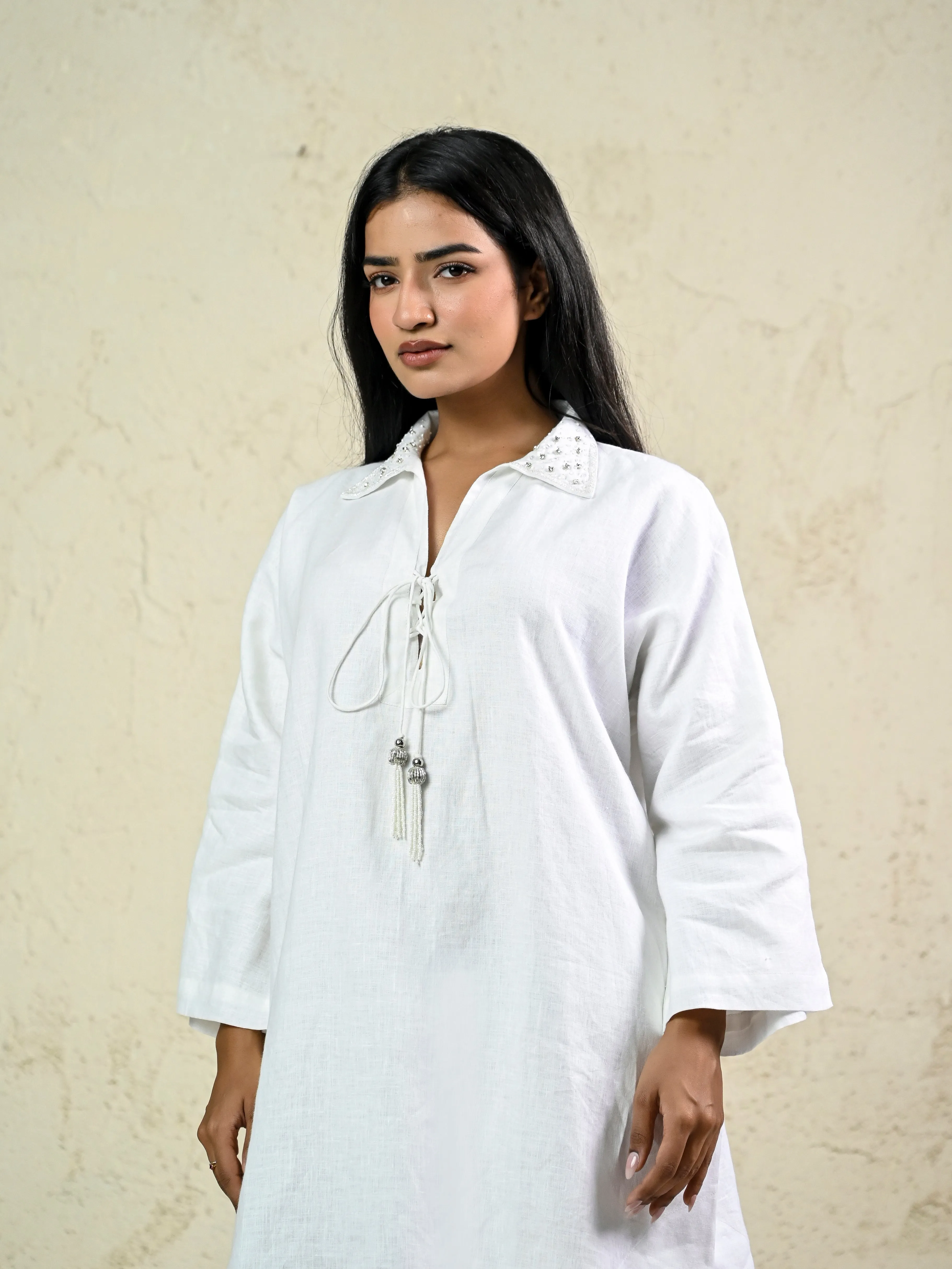 WHITE LINEN DRESS