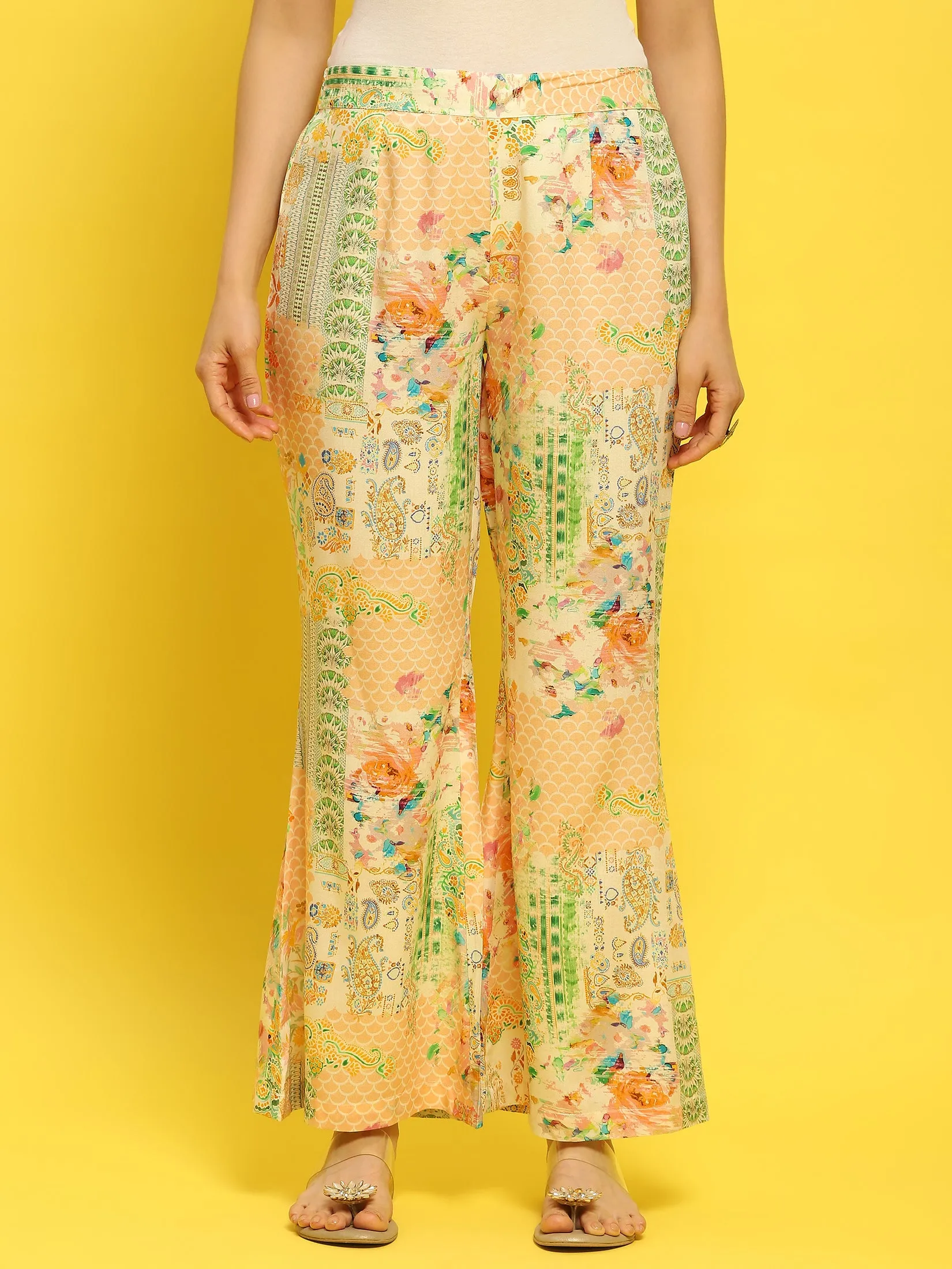 Women Liva Rayon Multicolor Abstract Print Kurta Comfort Pant Dupatta
