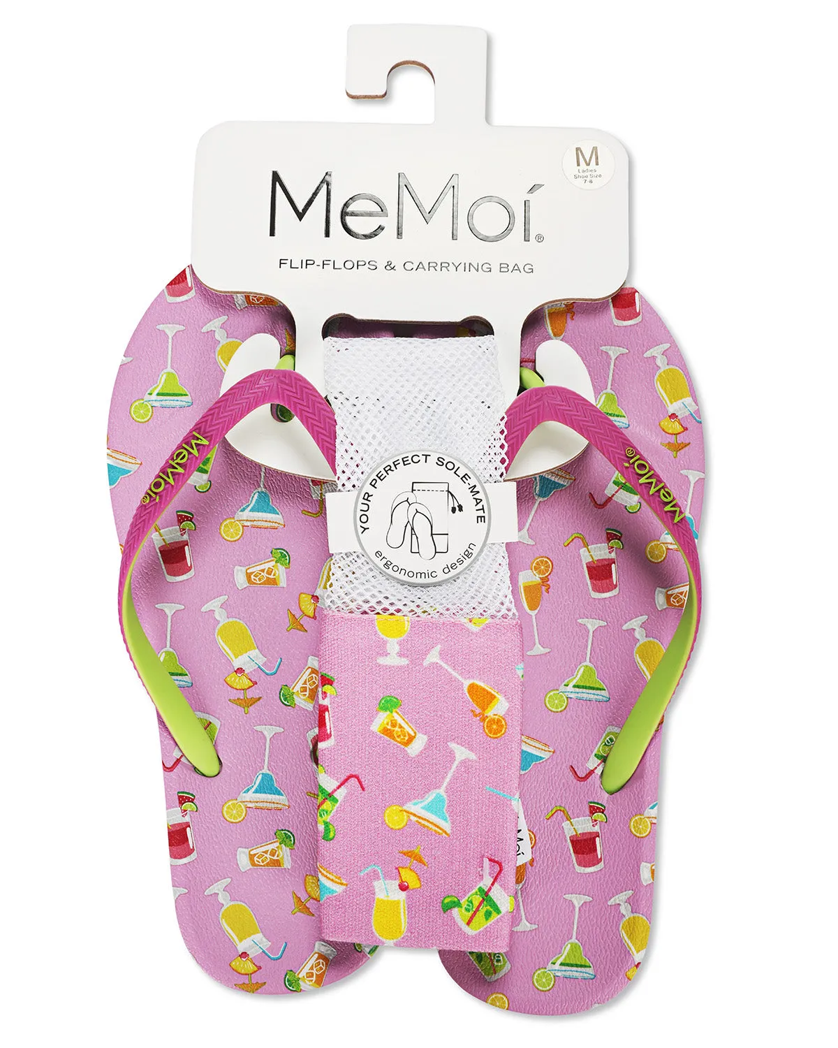 Women's Drinks Flip Flops & Mesh Bag Set