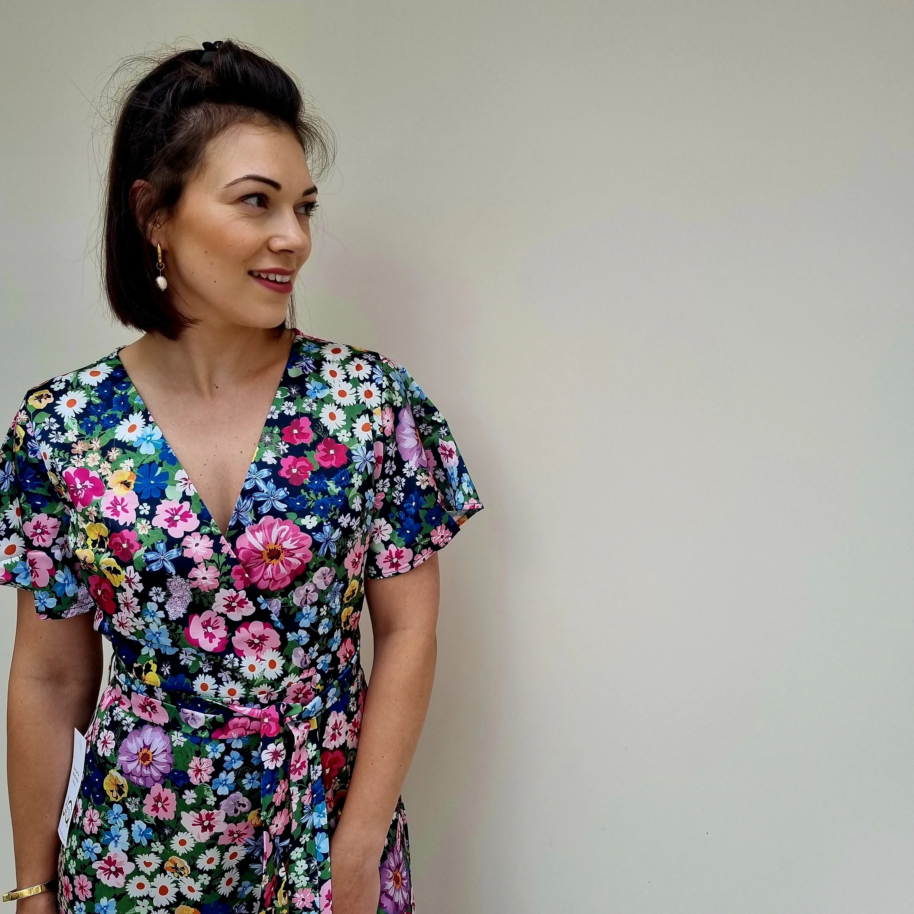 Wrap satin midi dress