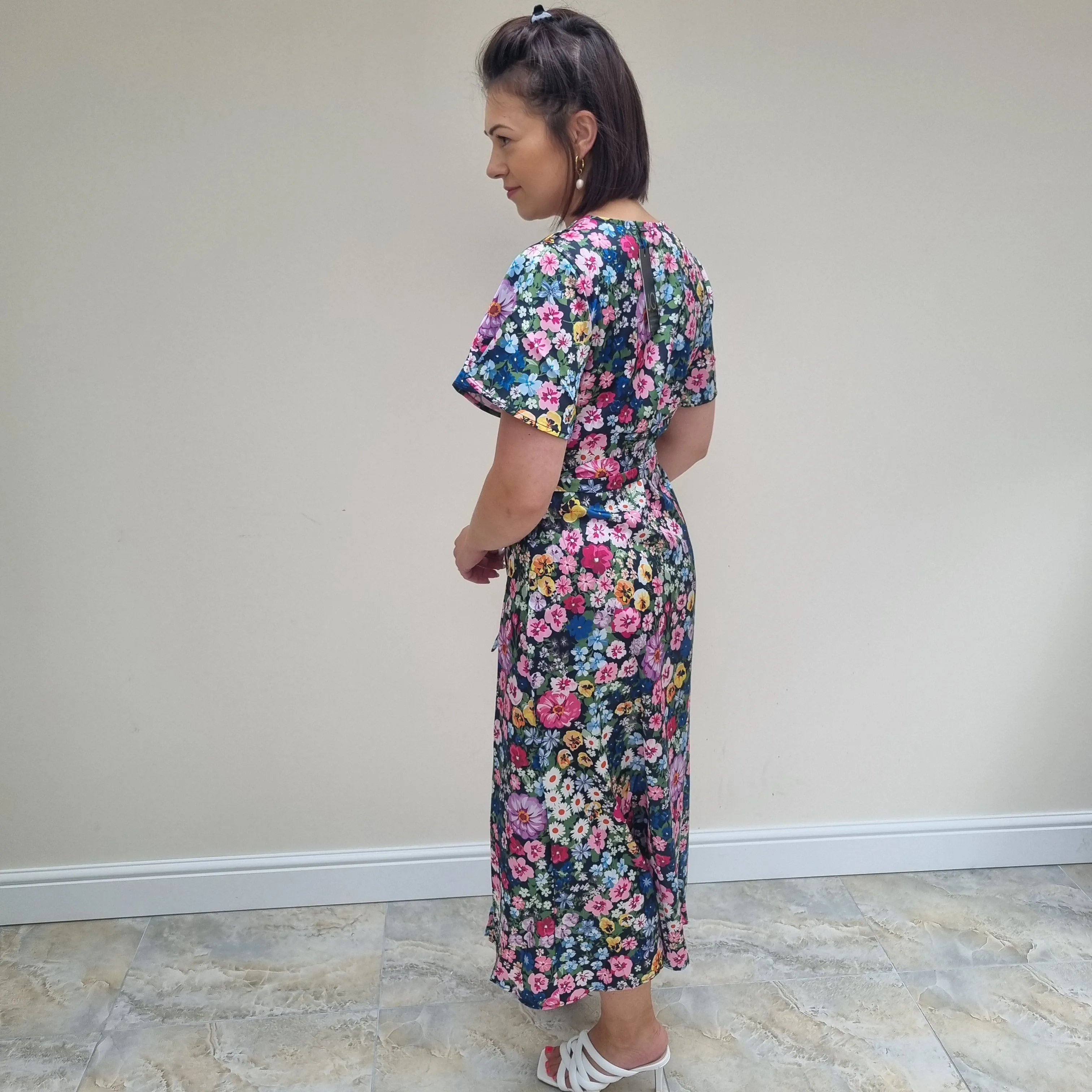 Wrap satin midi dress