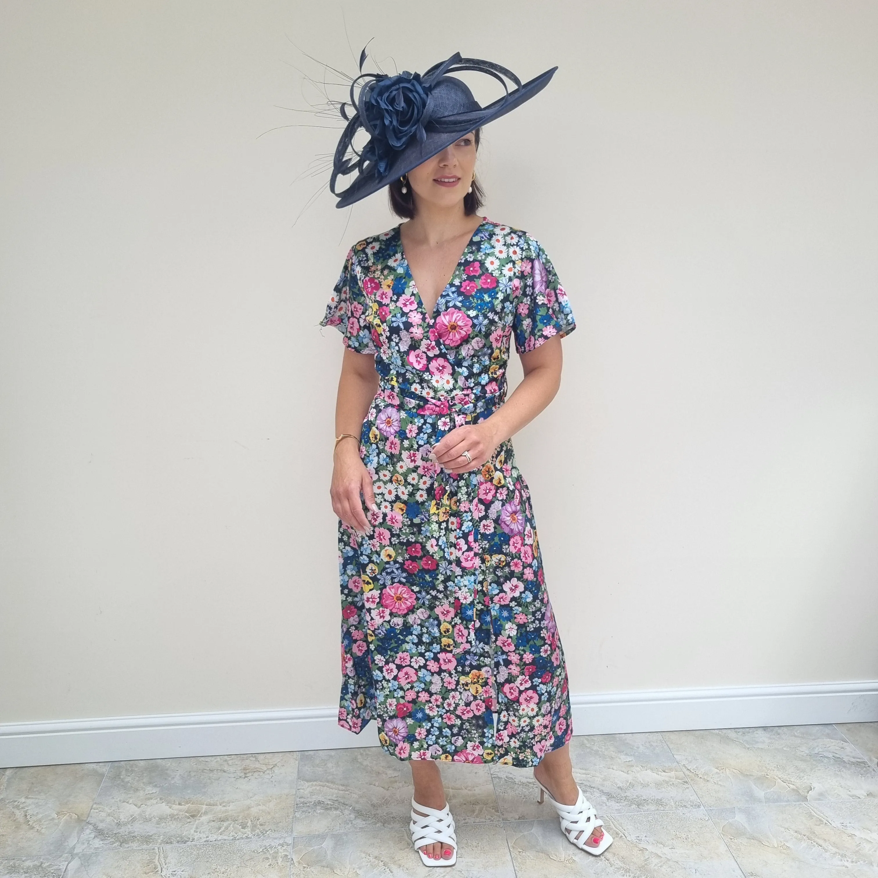 Wrap satin midi dress