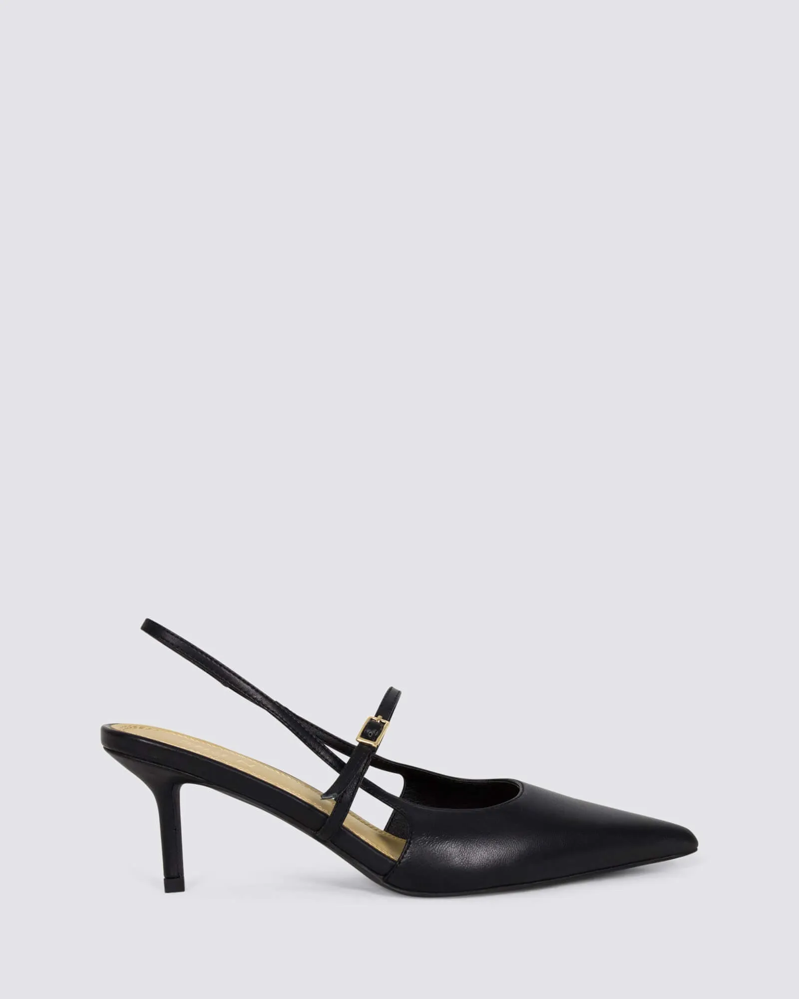 YORK SLINGBACK HEELS BLACK LEATHER