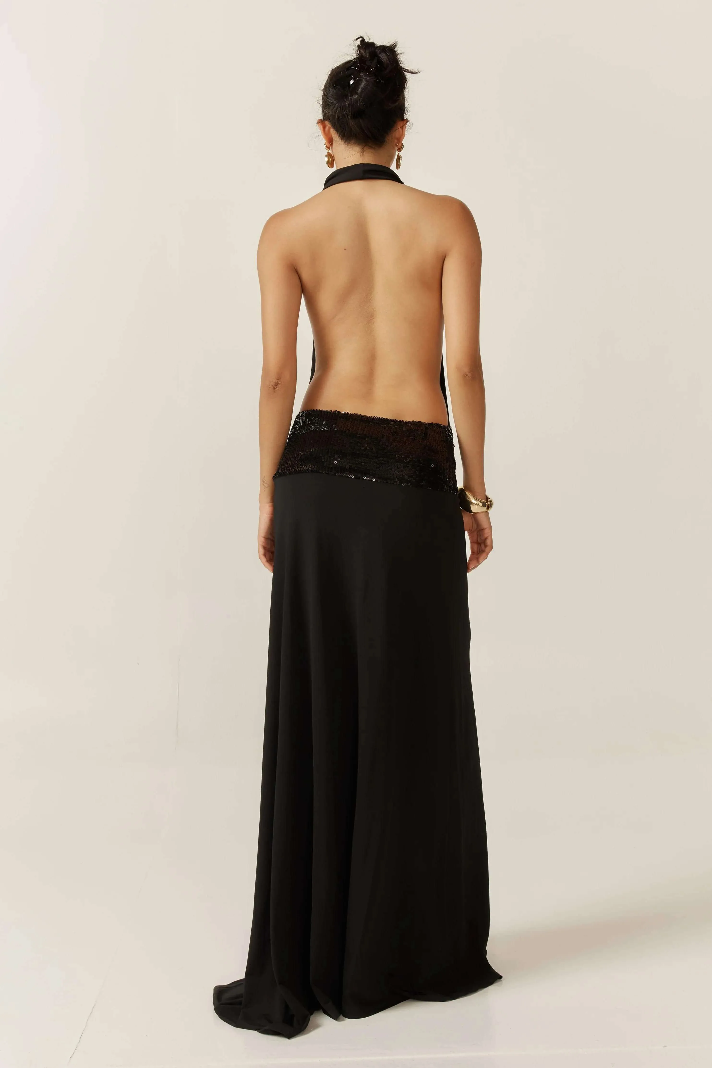 Zanetta – Draped cowl neckline – Halter evening gown
