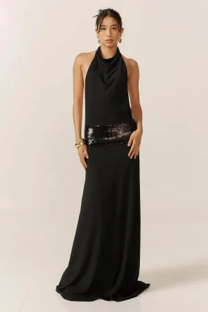 Zanetta – Draped cowl neckline – Halter evening gown